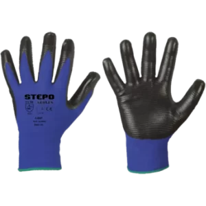 Darbo pirštinės aplietos storu banguotu nitrilu STEPO GRIP ( 12 vnt. )