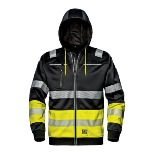 HIVIS džemperis su gaubtu SIR SAFETY CONTRAST, juoda