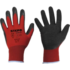 Nailoninės darbo pirštinės aplietos lateksu STEPO REDSTAR ( 12 vnt. )